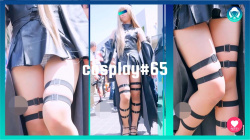 【cosplay#65】某キャラクターコスの女の子の太ももと縞Pがエッチな撮影の画像