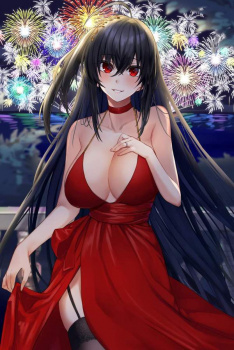 【巨乳キャバ嬢スタイル】おっぱいの谷間を強調したドレス姿の二次エロ画像の画像