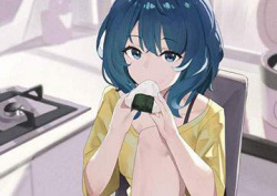 【おにぎりの日】美味しそうにおにぎり頬張る女子達の二次エロ画像の画像