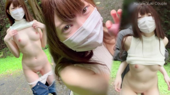 【露出動画】透明感抜群の色白彼女と野外で生SEX♡精子大量注入 【ハルユキカップル】の画像