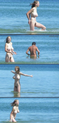 【画像あり】ヌーディストビーチのロリ巨乳白人「あは、おっさん沈めちゃった😂」の画像