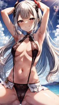 【スリングショット】乳はみ出しまくりの紐みたいな水着を着た女の子の二次エロ画像 その14の画像