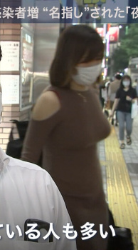 テレビで新宿の夜の街をリポートしている際にすごい着衣巨乳が映った件の画像