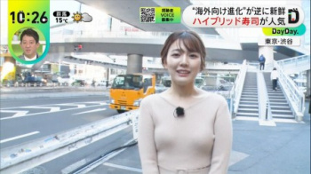 黒田みゆアナ、裸色の服で胸の形をクッキリさせてしまうの画像