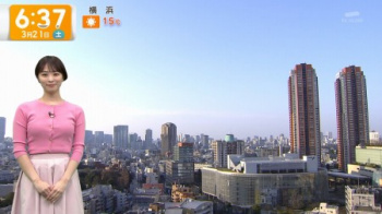 【画像】テレ朝の気象予報士さん、たっぷりお乳でボタンが弾け飛びそうの画像