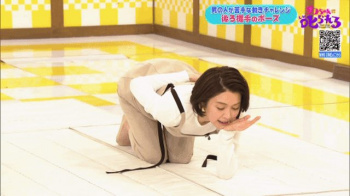 【GIF動画】NHKの美熟女アナさん、四つん這いで女豹ポーズを披露の画像