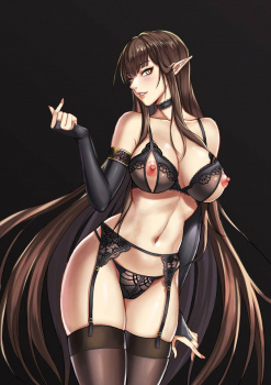 【二次】ちょっと大人な女性を演出してくれる“黒いランジェリー”を付けた女性のエロ画像の画像
