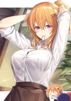 【二次】あまりのおっぱいのボリュームにブラウスのボタンが弾けそうになってる“巨乳ブラウス”のエロ画像の画像
