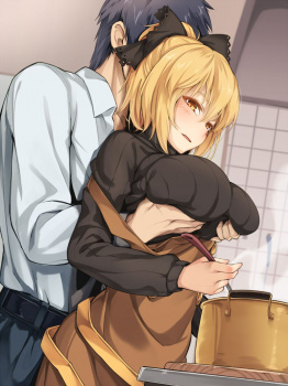 【二次】スキンシップとばかりに背後からおっぱいを揉み揉みしてるエロ画像の画像
