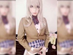 JK制服女装子男の娘の変態オナニー！女の子になりきってアナルにエネマグラやバイブ挿入！興奮MAXで手コキ射精！の画像