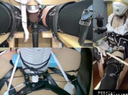 メイドコスプレ姿でセルフ全身拘束し電動オナホ、電マ、アナルプラグを装着し遠隔快楽調教を待つ変態女装子の画像