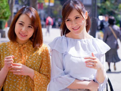 【人妻ナンパ】『お互い絶対内緒にしようね？』街で声をかけたマダム友2人組に種付マジ交渉したら３Pに発展！の画像