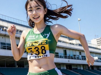 AI美女 アスリート  走り幅跳び 陸上のユニフォームの画像
