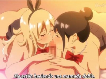 【アニメ】性欲を持て余したむちむち3人娘に搾精される気弱男の巨根の画像