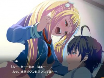 【アニメ】生意気な金髪ツインテがゲームのお礼におちんぽ誘惑で騎乗位シコシコ♥の画像
