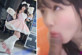 【エロ画像】【衝撃】美少女コスプレイヤー、個人撮影会でファンにフ○ラチオしてる動画が流出してしまう…の画像