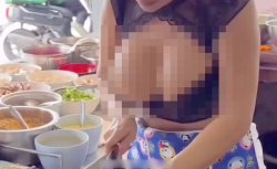 【エロ画像】タイの屋台の巨乳お姉さん、「おっぱいハミ出しすぎｗｗｗ」と話題に の画像