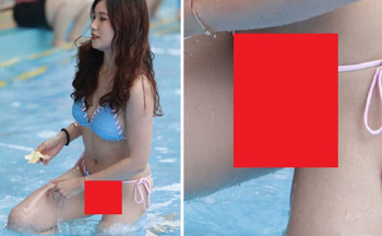 【エロ画像】マン●丸見え…プールでめっちゃエロい人妻が激写され話題沸騰ｗｗｗｗｗｗの画像