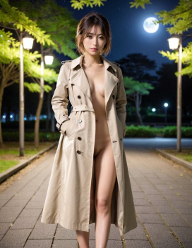 トレンチコート露出画像まとめの画像