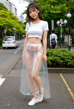 穿いてる意味が全くない透明なロングスカート画像の画像