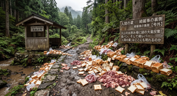 人間の業 ― 綺麗事の裏側 【号外】大山の水飲み場に謎の大量投棄！食パン、そして鶏レバー…「人間の業」はここにも現れるのかの画像