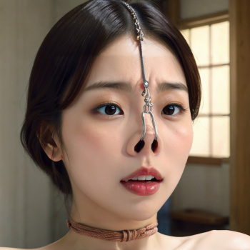 美しき顔に仰ぎ見る視線〜魅惑の鼻フックと妖艶な化粧〜の画像
