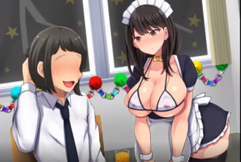 乳首とお尻が見えそうなキワドいメイドコスプレ！むっちりJKを襲う男子?の画像