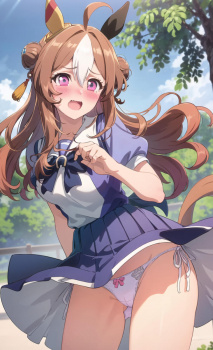 AI生成　ウマ娘？　胸チラ　パンチラの画像