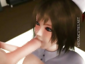 【アニメエロ】黒髪ショートカットのナースの女の子におチンポ押し付けて強引にフェラして貰う♡の画像