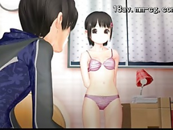 【アニメエロ】黒髪ショートカットの可愛い幼い女の子に迫って強引に濃厚セックス♡の画像