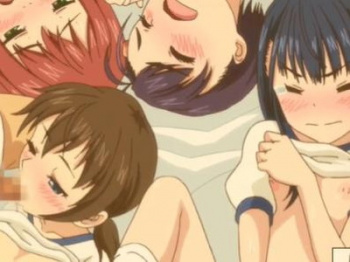 【アニメエロ】【美乳】同級生みんなで処女卒業初体験♡♡ぬるぬるマンチョになか出し挿入！！幼い膣内が犯されちゃうの画像