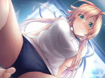 ［すけアニ］むっちりボディの大きなおっぱい美少女女子校生からフルチン起ちチンポ足に挟まれずりずり足コキご奉仕され精子発射！の画像