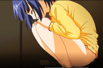 ツルマン少女に放尿強制!オシッコで濡れた滑りが良くなった膣にズブッと挿入?の画像