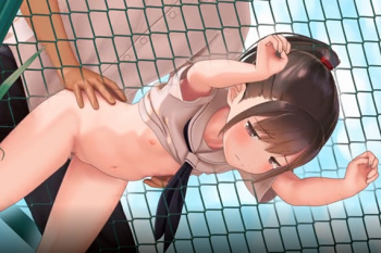 膨らみが幼過ぎるパイパン少女…立ちバックで膣奥をパンパン突かれ涙顔！容赦ない生膣出しで精液溢れ?の画像