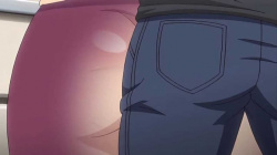 【エロアニメ】発情期になった犬が腰を振るように母の後ろから抱きつきもっこりしたアソコを必死になって腰振ってる息子。の画像