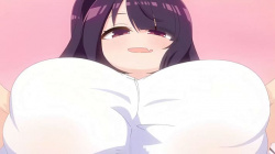 【エロアニメ】帰宅と同時に「おかえり」のキスとムチムチのロケット巨乳が顔面に！玄関で押し倒され即尺ならぬ即パイズリ！の画像