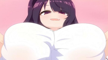 【エロアニメ】帰宅と同時に「おかえり」のキスとムチムチのロケット巨乳が顔面に！玄関で押し倒され即尺ならぬ即パイズリ！の画像