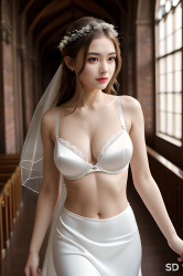 【実写風】純白ウェディングドレスの中の下着の画像