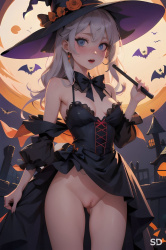 淫らなハロウィン魔女の画像