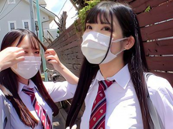 【SSS級の美少女JKレ●プ】『パパ活JKをW強姦!?』巨乳制服ロリ女子校生が舐めてたM男オヤジと生ハメ逆3Pで中出しwの画像