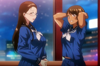 締り抜群な制服JKと膣味比べ！清楚系と活発系のタイプ違い女子に生ハメでどっぷり中出し?の画像