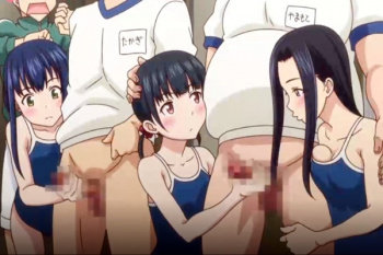「このくらいの強さでどぉ？」スク水姿の女子高生が男子のチンポを手コキ！射精中も赤面ガン見する美少女?の画像