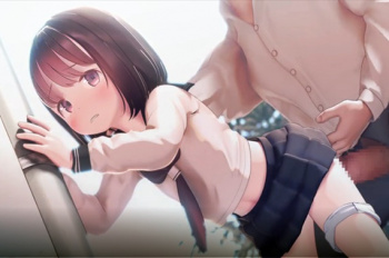 幼い！あどけない女学生がスカートめくられプリっとしたお尻が露出…無毛の膣に生チンポでどっぷり射精?の画像
