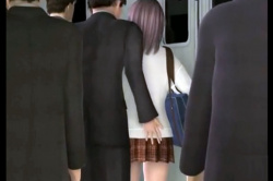 黒髪清楚な制服女子がやべぇ会社員に囲まれる…パンTズラして指が膣内に！嫌がる顔も絶品なJKが着衣姦?の画像