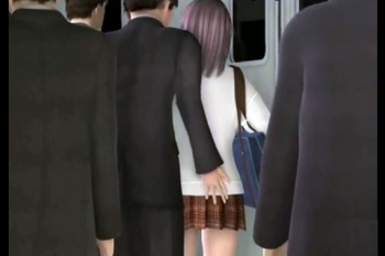 黒髪清楚な制服女子がやべぇ会社員に囲まれる…パンTズラして指が膣内に！嫌がる顔も絶品なJKが着衣姦?の画像