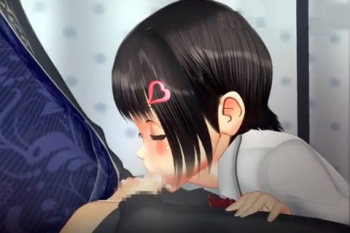 幼い顔のロリっ娘がバイブ挿入しながらのネットリフェラ…実は快楽漬けにされてるビッチちゃんに生姦中出し?の画像