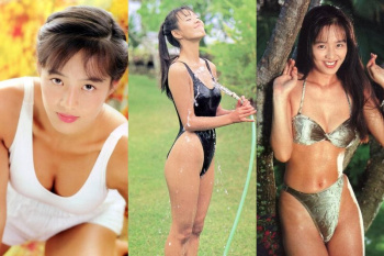 中村綾 ノーブラで乳首がポチってる黒のハイレグ水着がエロすぎる動画の画像