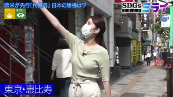 角谷暁子アナ　ニットの豊乳 ＆ お尻くっきりレポート！！の画像