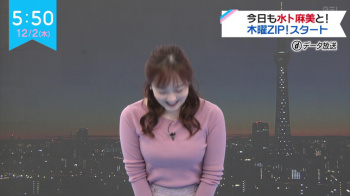 水卜麻美アナ　ニットの巨乳が全開！！の画像