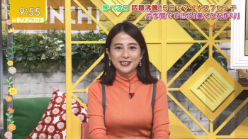 日比麻音子アナ　胸元くっきり、透け透け、脇チラ、強風！　セクシーシーン！の画像